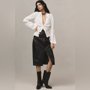 .
Pilcro Faux Leather Double-Strap Midi Skirt